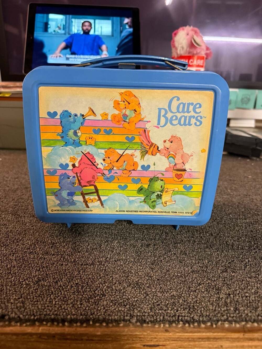 Aladdin Care Bears Blue Plastic Lunch Box